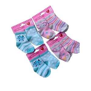 West Loop 8 pair baby socks 4 blue 4 pink SZ 0-6 months